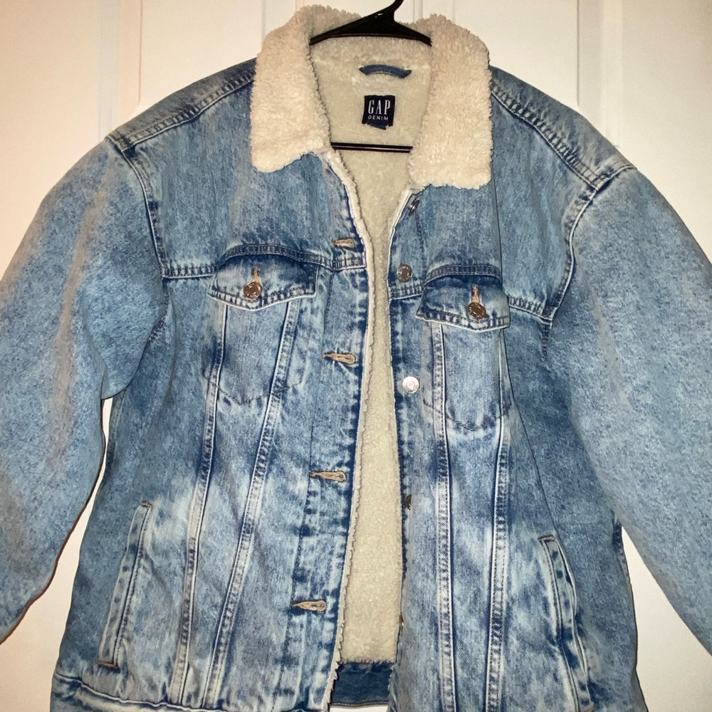 GAP Blue Denim Jacket with Sherpa Lining